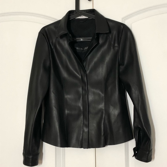 Mango Faux Leather Button Down Shirt - Picture 4 of 6